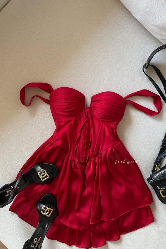 fitted lace wedding dress Elegant Red Slinky Slip Dress