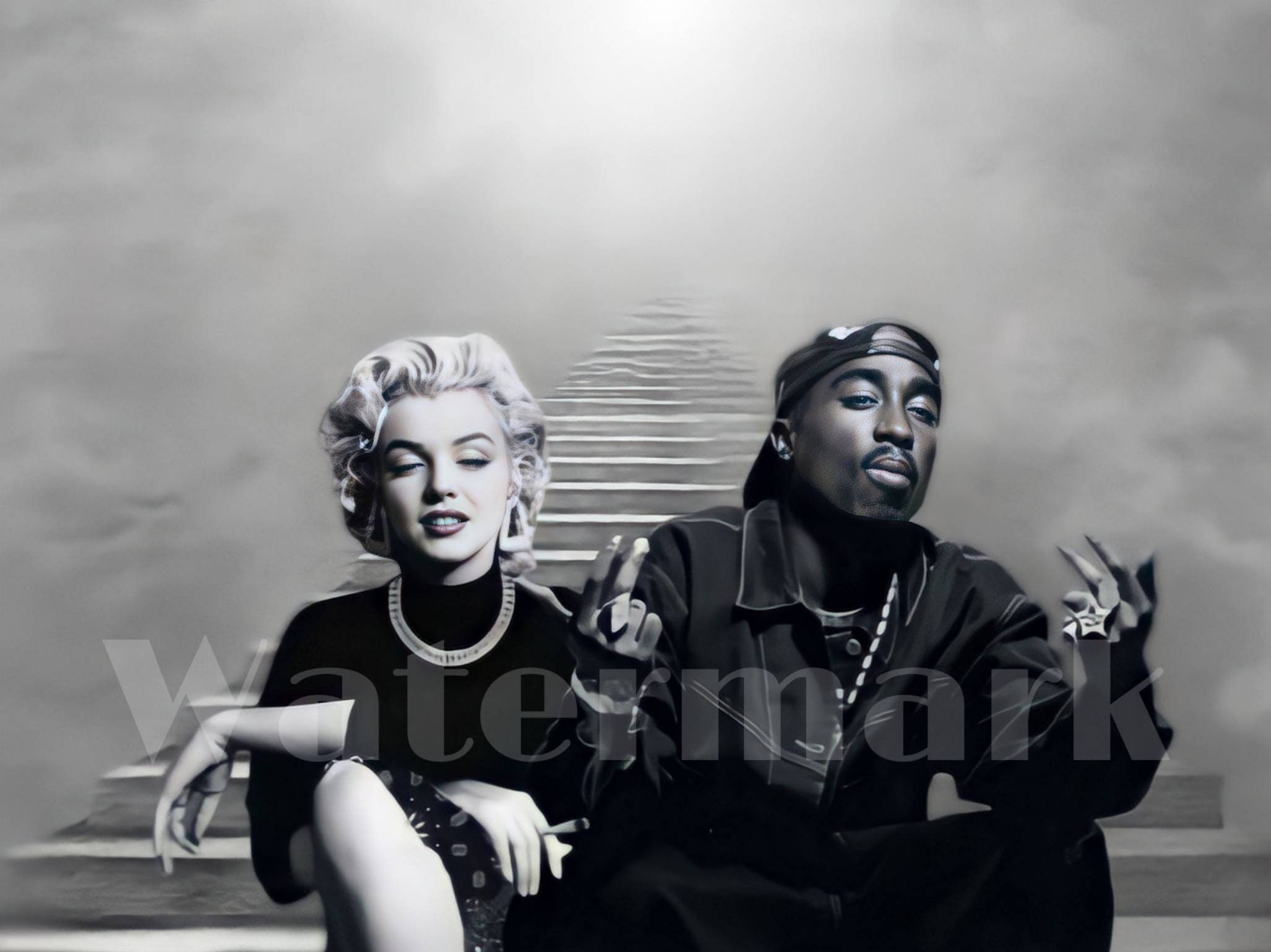Marilyn Monroe and Tupac ART Black and White Stairway to Etsy