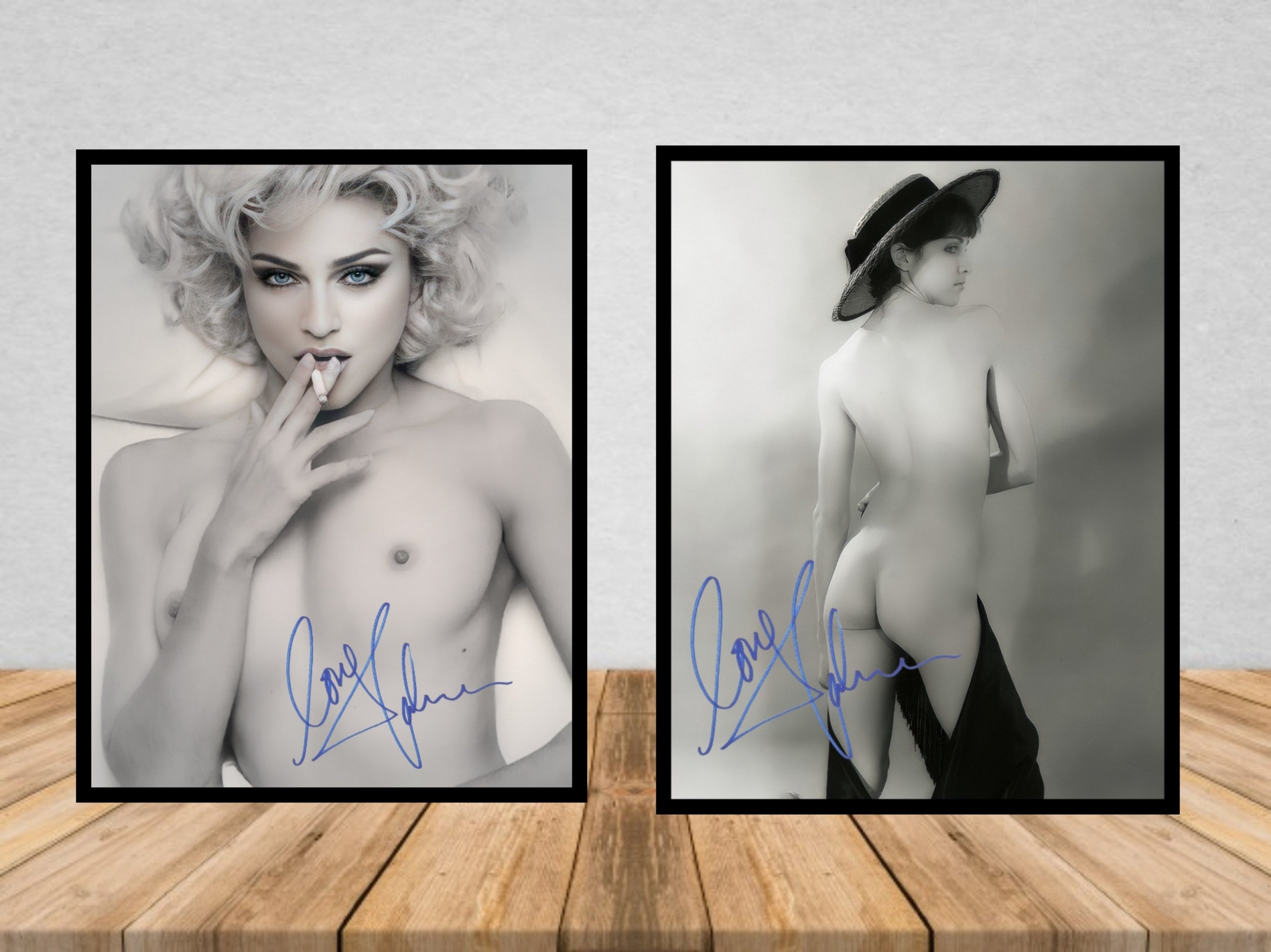 Black Madonna Porn - Madonna Nude Back and Front Black and White Autograph Reprint - Etsy Finland
