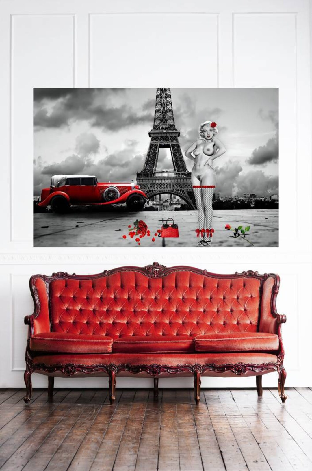Marilyn Monroe Poster Black And White With Red Lips
