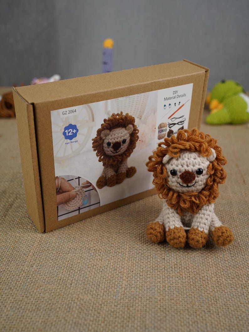 Kit de crochet de león para principiantes, kit de inicio de amigurumi fácil, con video imagen 11