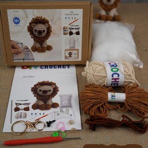 Kit de crochet de león para principiantes, kit de inicio de amigurumi fácil, con video imagen 8