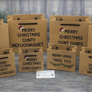 Rude Sarcastic Christmas Gift Bag - Offensive Gag Xmas Present