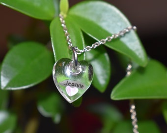 Custom Name Rice Charm: Heart Resin Keychain, Necklace, Bracelet
