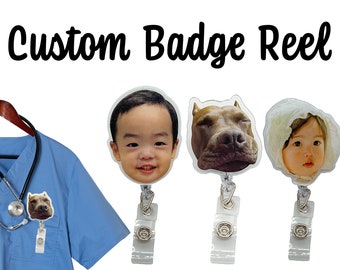 Next day shipping, High quality Custom photo badge reel, Baby face, pet dog cat badge holders, nurse badge reel, id hoder, id card holder