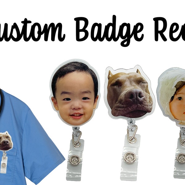 High quality Custom photo badge reel, Baby face, pet dog cat badge holders