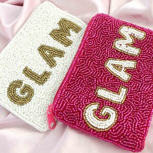 Handmade Seed Beaded GLAM Coin Card Bag Purse Pouch Wallet