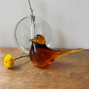 Amber art glass bird