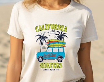 Surf Shirt for Mens , Summer Vibes Shirt , Surf Gift for Him , Palm Tree Shirt , Comfort Color Shirt