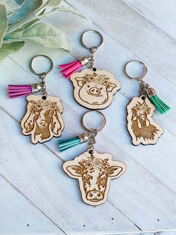 Wooden Farm Animal Keychains Cute Keychains 4H Keychains Etsy