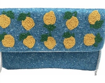 Blue Lemon / Seed Bead Clutch / Celebration/ Girls Night Out