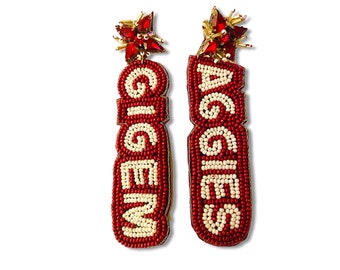 Gig’Em / A&M / Game Day Beaded Earrings / Seed Bead / College Football / Team Colors / Game Day and Tailgate Fashion