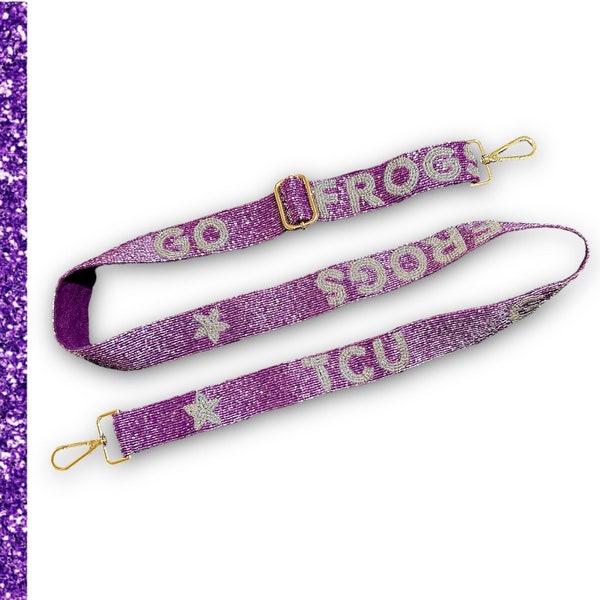 Go Frogs  / Adjustable Beaded Guitar Purse Straps / Crossbody / Team Colors