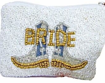 Bride Boots / Seed Bead / Coin Purse / Gift for her