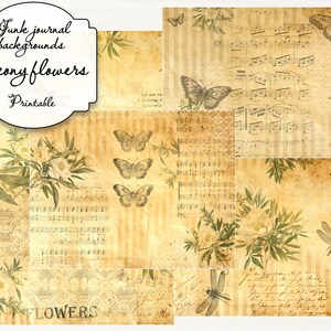 Junk Journal Background, Floral Journal Pages, Printable Scrapbook ...