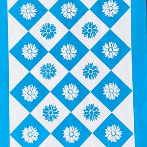 Blue and White Handpainted Canvas Floor Cloth with Sunflower Motif