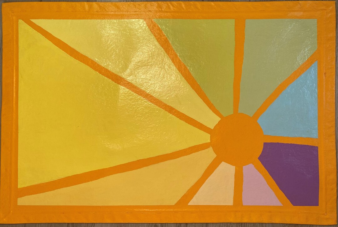 Sunburst Handpainted Canvas Floor Cloth Etsy