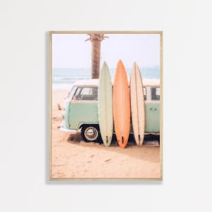 Coastal Surf Art Print | Retro Pastel Beachy Oil Painting Print | Aesthetic Tropical Pastel Home Decor | P #242