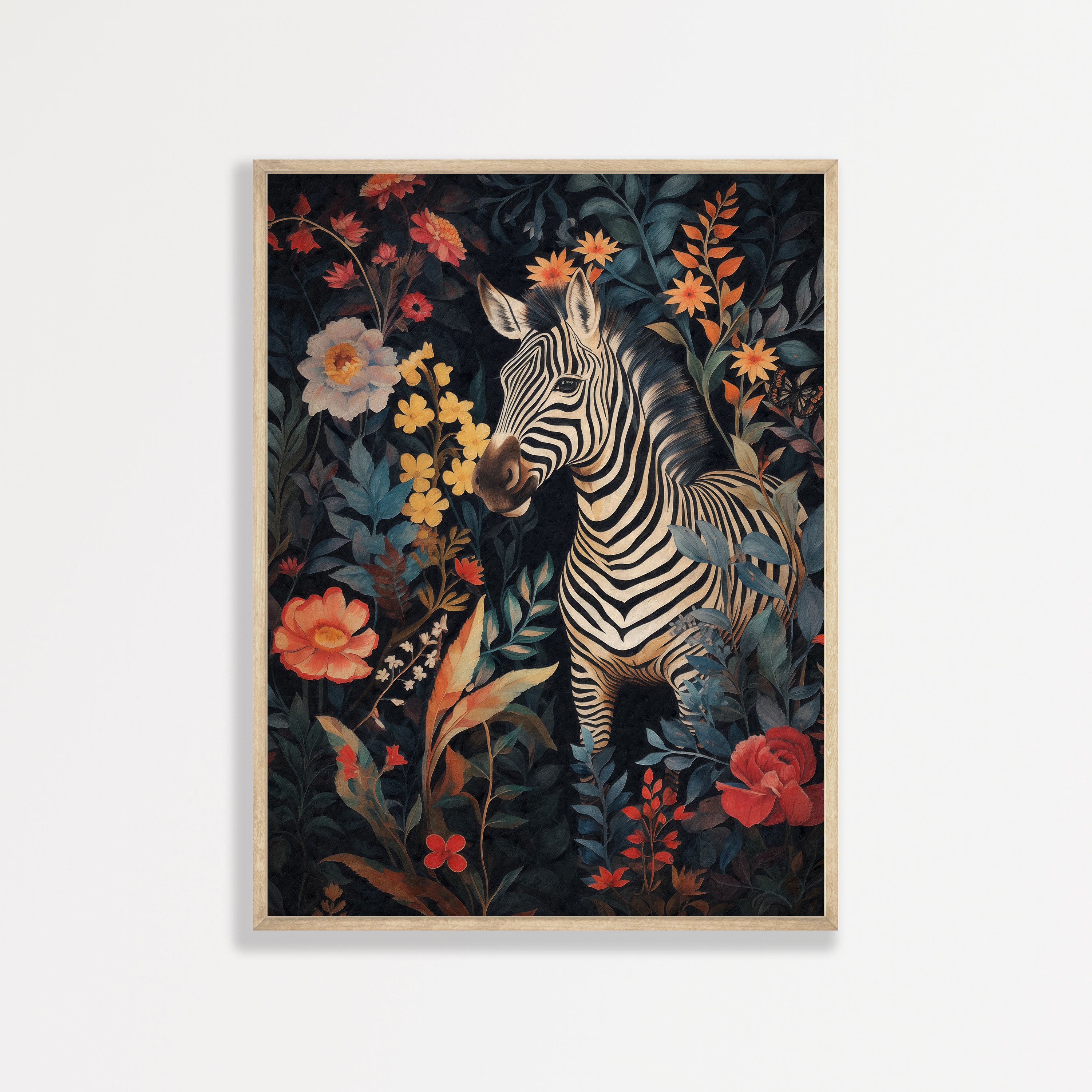 Retro Zebra Wall Art | Vintage William Morris Aesthetic