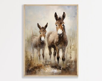 Donkey Print: Vintage Country Wall Art for Rustic Kids Room