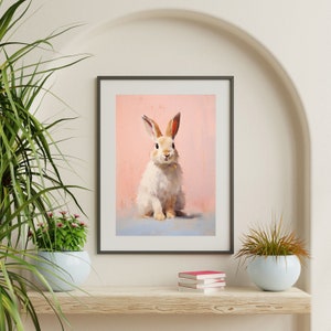 a picture of a rabbit sitting on a shelf