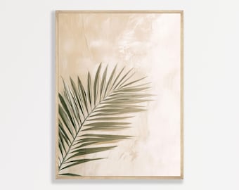 Neutral Palm Leaf Wall Art - Mid Century Coastal Boho Style