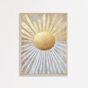 Boho Abstract Sun Print | Minimalist Neutral Bohemian Aesthetic Wall Art | Living Room Bedroom Decor | Modern Painting | #1058