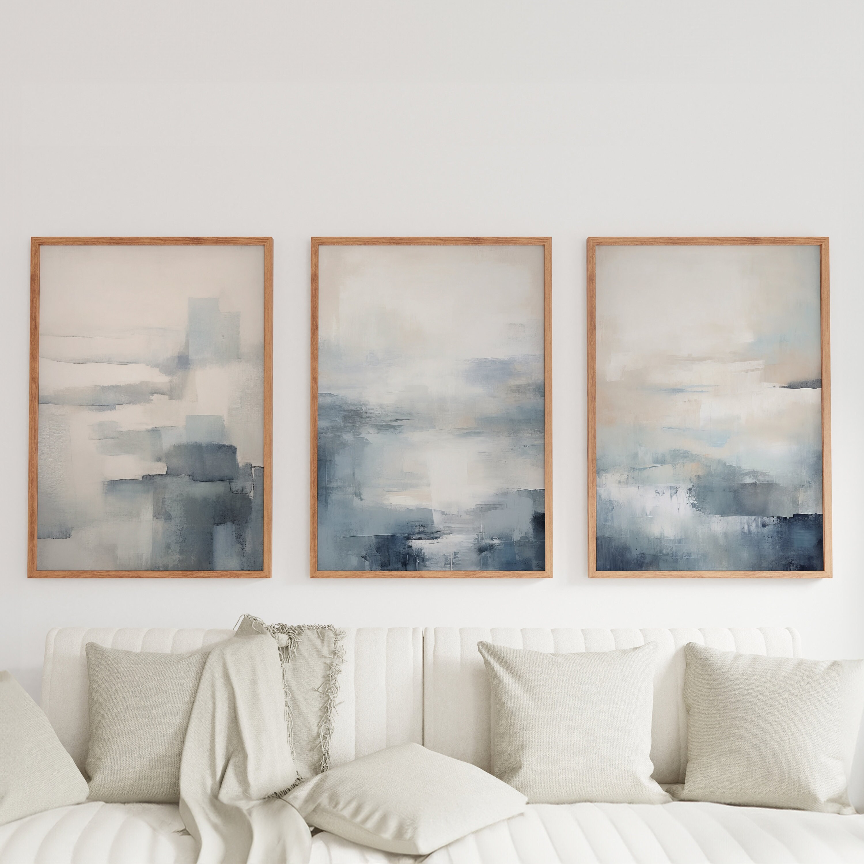 Modern Wall Art Set: Blue Abstract Prints - Minimalist Style - Etsy