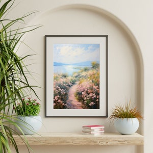 Wildflower Path Print | Retro Coastal Boho Wall Art | Trendy Vintage