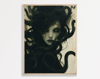 Medusa Art Print: Dark Academia and Vintage Style
