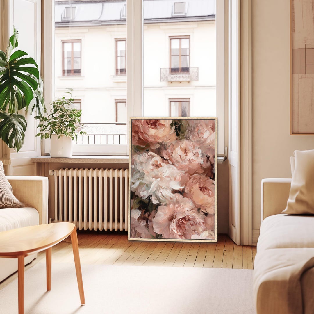 Botanical Wall Art Print: Pink Peony Flowers - Vintage Style - Etsy