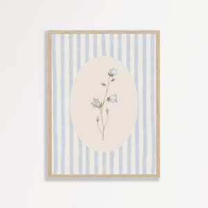 Blue Floral Print | Retro Flower Wall Art | Vintage Nursery Decor | Trendy Room Decor | #1188
