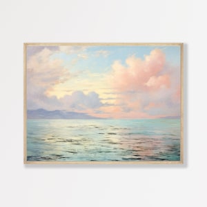 Beach House Wall Art: Minimal Retro Pastel Ocean - Modern Decor