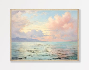 Beach House Wall Art: Minimal Retro Pastel Ocean - Modern Decor