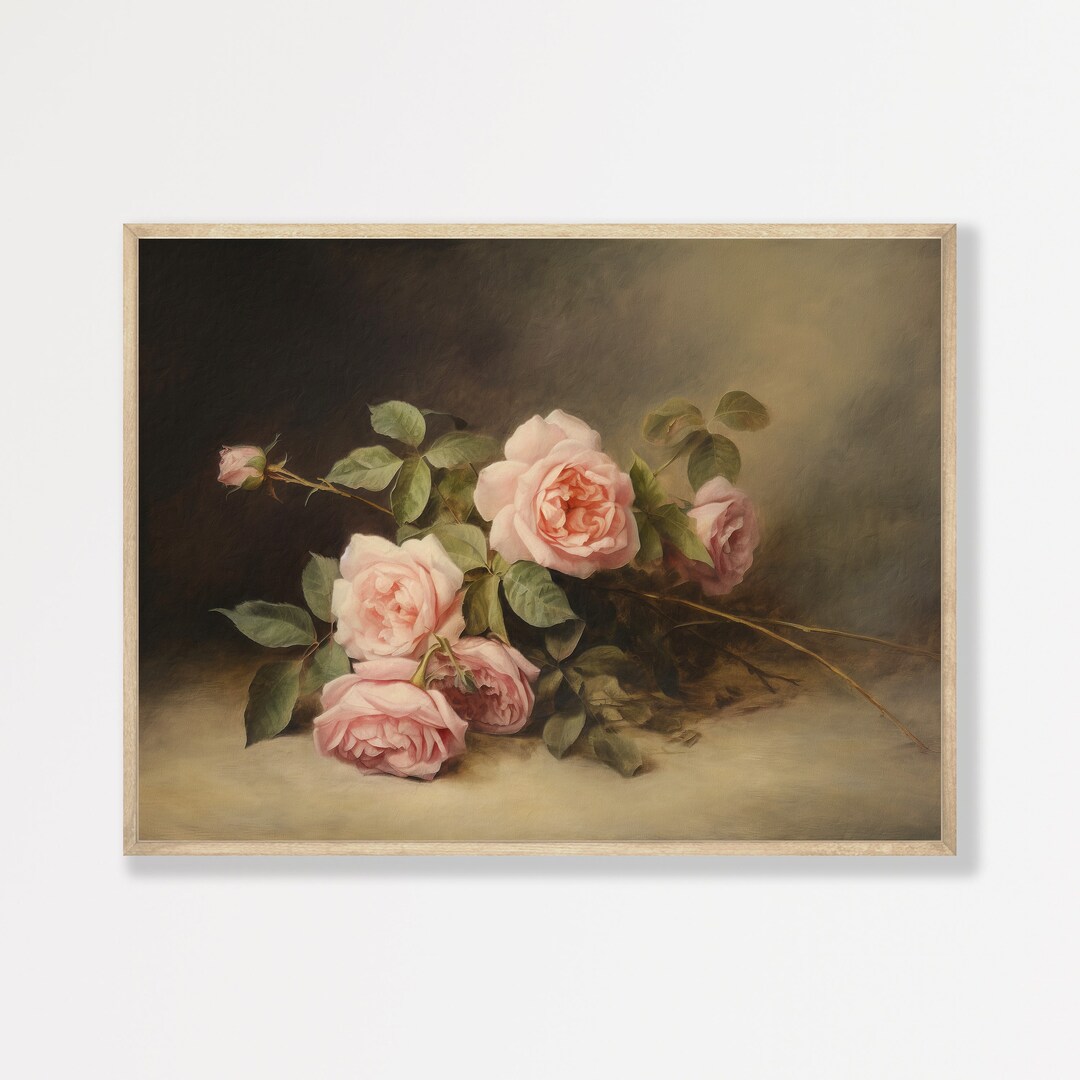 Rustic Rose Wall Art Print: Vintage Floral Still Life - Etsy