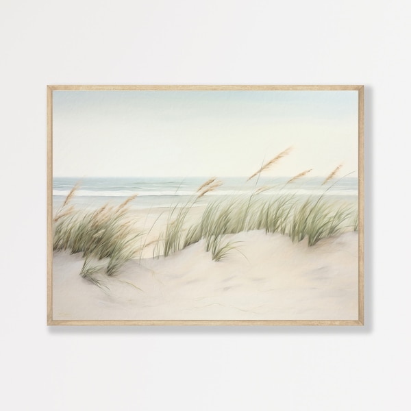 Beach Grass Print: Minimalist Coastal Wall Art Neutral Tones