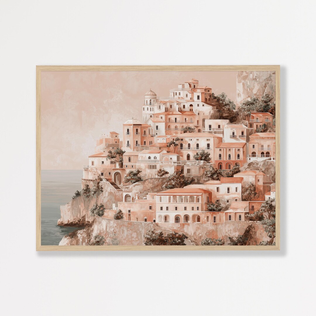 Italian Coastal Wall Art: Amalfi Coast Village - Mediterranean Decor - Etsy