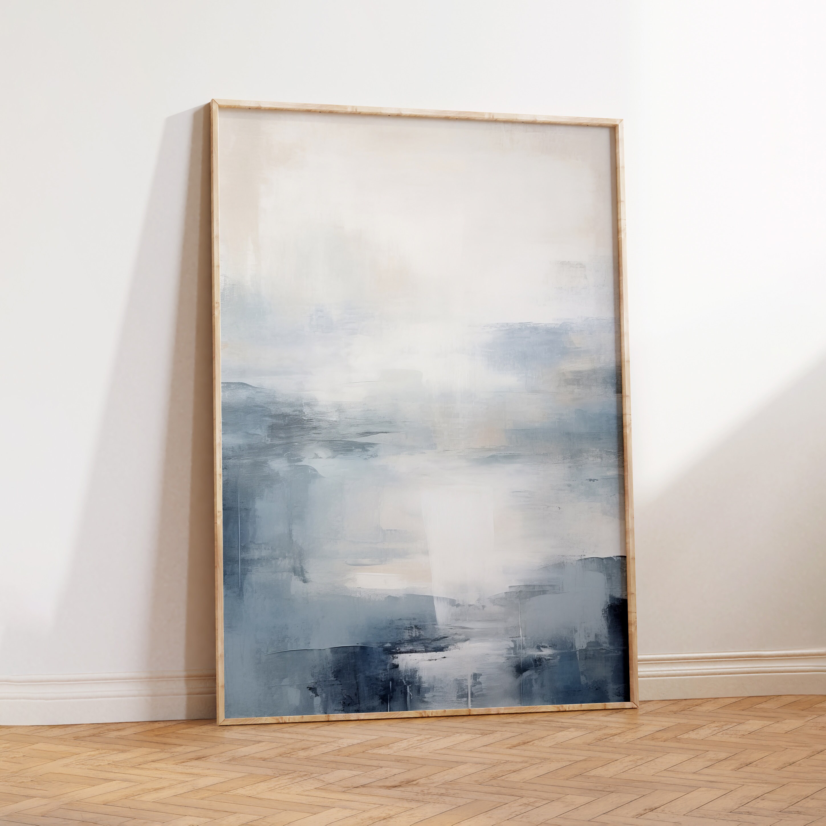 Modern Wall Art Set: Blue Abstract Prints - Minimalist Style - Etsy