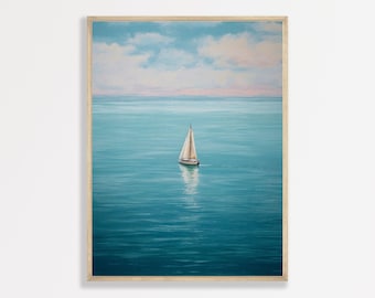 Sailboat Wall Art: Vintage Seascape - Coastal Home Decor