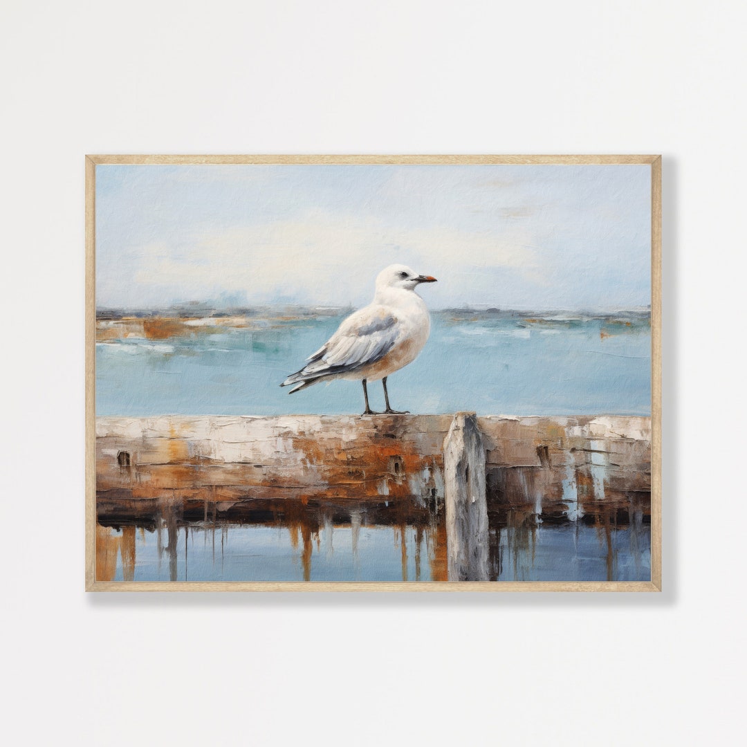 Seagull Wall Art: Vintage Coastal Print Rustic Beach Decor - Etsy
