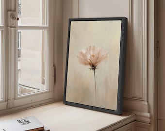 Vintage Flower Wall Art: Soft Pastel Blush - Neutral Decor
