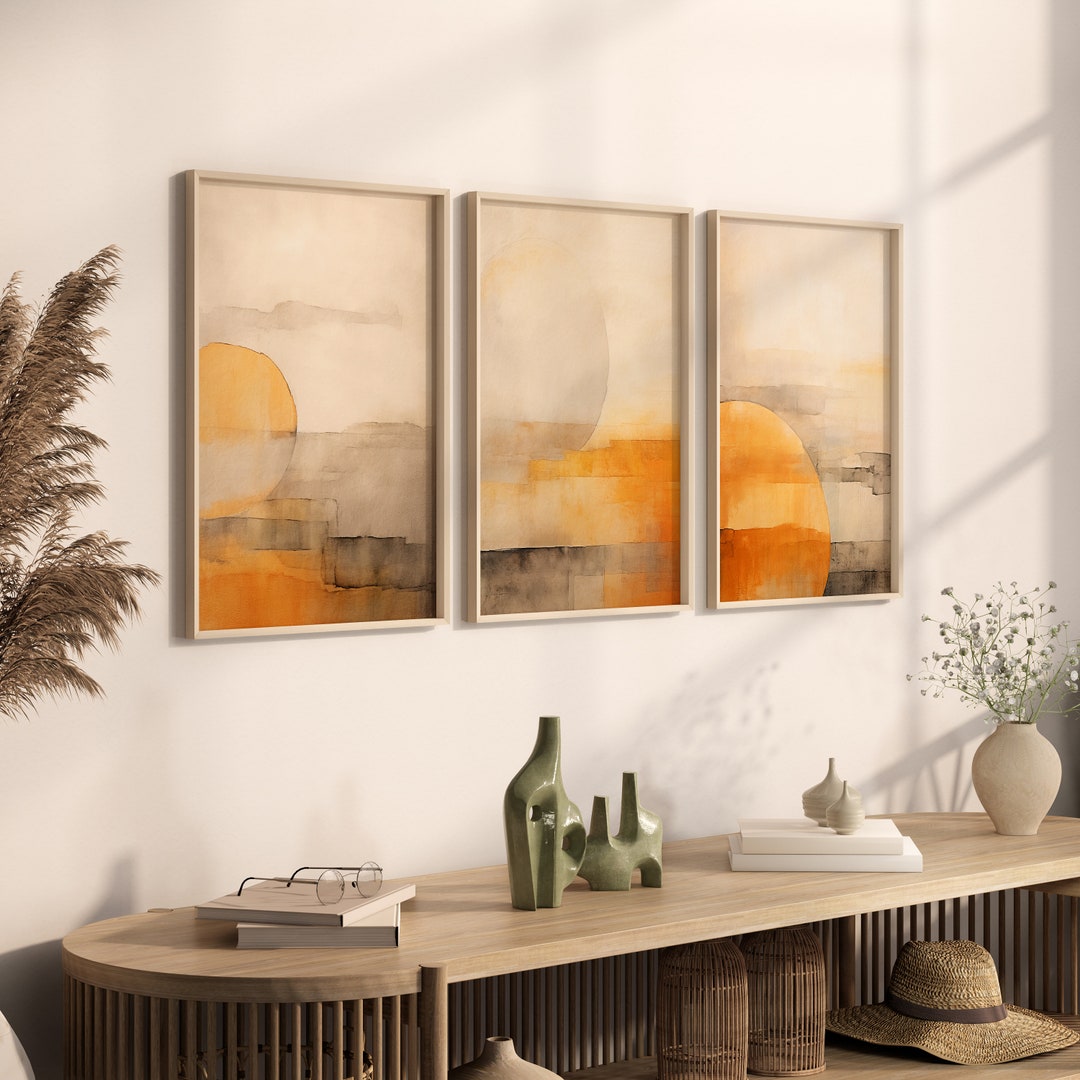 Abstract Boho Print Set: Modern Neutral Wall Decor for Apartment - Etsy