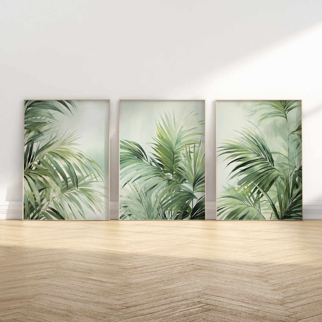 Tropical Botanical Wall Art Set - Minimal Sage Green Prints - Etsy