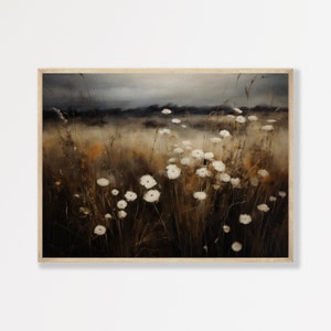 Moody Wildflower Wall Art | Dark Academia Decor | Rustic Floral Wall Art | Antique Cottagecore Painting | P #816