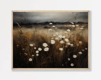 Wildflower Wall Art Print: Moody Dark Academia - Cottagecore Style