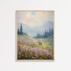 Nature Horse Print: Vintage Landscape - Minimal Rustic Decor