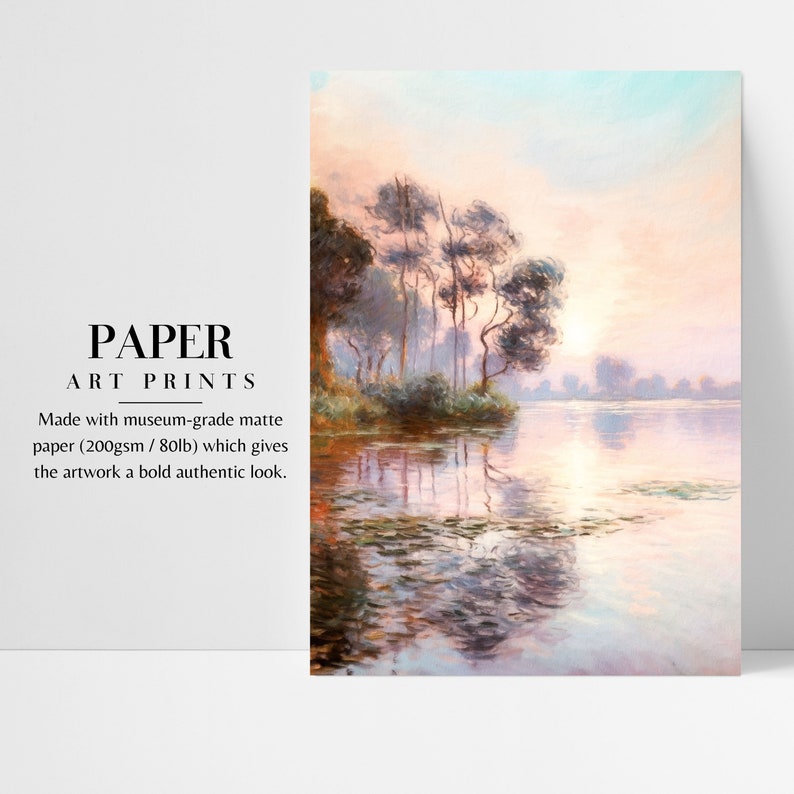 Lakeshore Wall Art: Retro Vintage Lake Landscape Print image 4