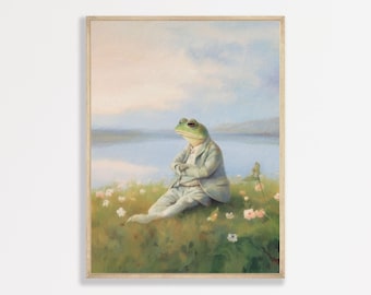 Frog Wall Art Print: Trendy Pastel Colors - Kids Room Decor