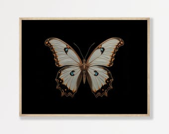 Butterfly Wall Art Print: Moody Vintage Dark Academia