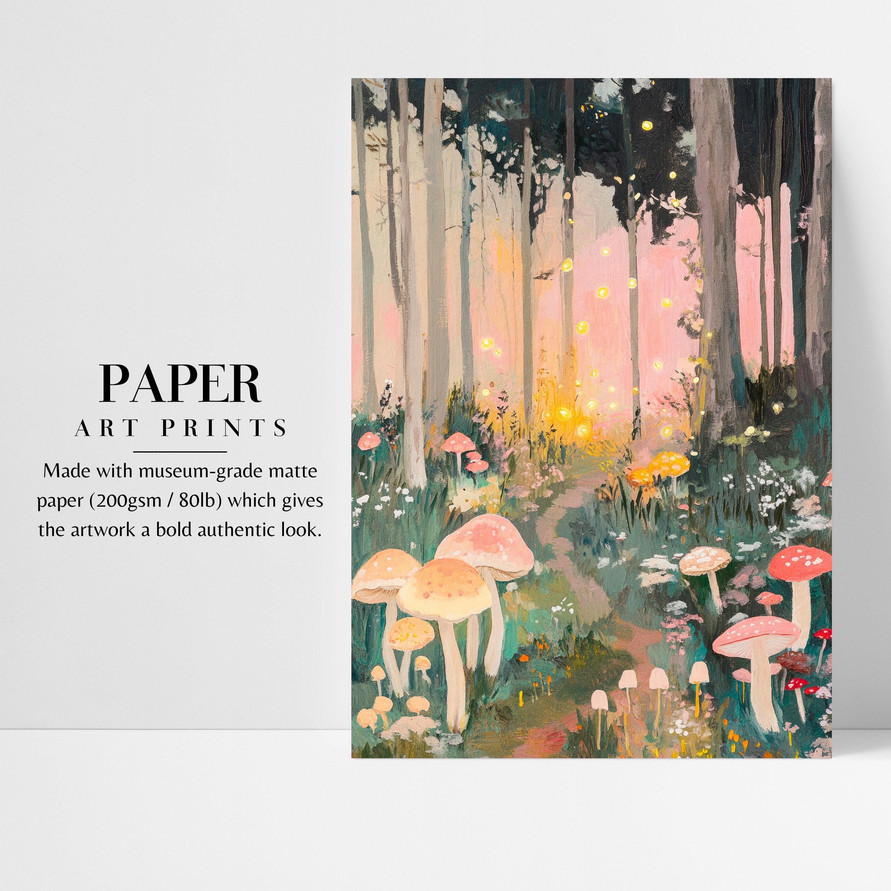 Mushroom Wall Art Print: Enchanted Forest Scene - Nature Decor - Etsy